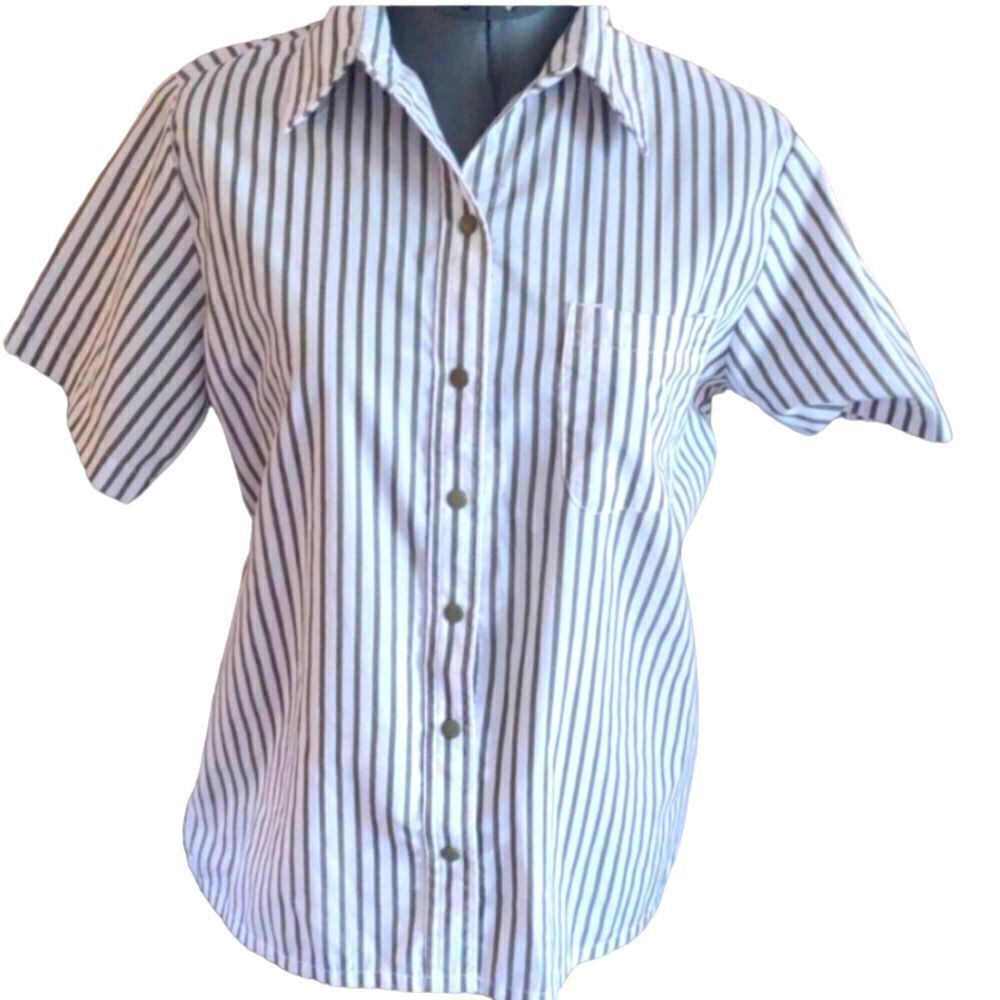 Bocabay ‎ Women's green and white striped vintage top size small 🌈5 for $25